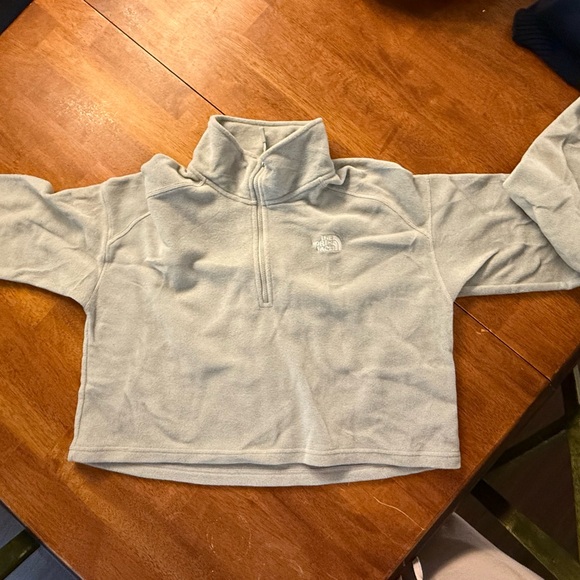 The North Face Glacier 1/4 Zip Cropped Fleece Large Pale Ice Gray Women - Picture 2 of 3